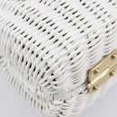 Miu Miu Wicker Hand Bag Raffia 2way White Gold Tone Auth ka6703M-18