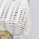 Miu Miu Wicker Hand Bag Raffia 2way White Gold Tone Auth ka6703M-19