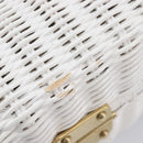 Miu Miu Wicker Hand Bag Raffia 2way White Gold Tone Auth ka6703M-17