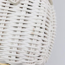 Miu Miu Wicker Hand Bag Raffia 2way White Gold Tone Auth ka6703M-18