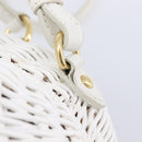 Miu Miu Wicker Hand Bag Raffia 2way White Gold Tone Auth ka6703M-20