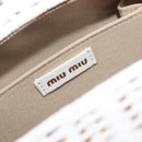 Miu Miu Wicker Hand Bag Raffia 2way White Gold Tone Auth ka6703M-25