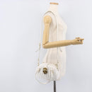 Miu Miu Wicker Hand Bag Raffia 2way White Gold Tone Auth ka6703M-31