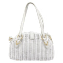 Miu Miu Wicker Hand Bag Raffia 2way White Gold Tone Auth ka6703M-2