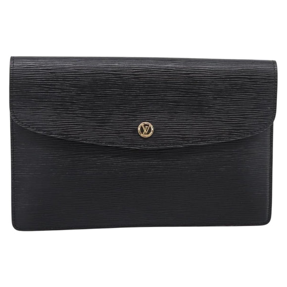 LOUIS VUITTON Epi Montaigne 27 Clutch Bag Black M52652 LV Auth ka6704