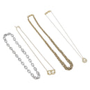GIVENCHY Necklace Metal 4 Set Gold Tone Silver Auth ka6706-1
