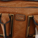 Chloe Etel Hand Bag Leather 2way Brown Gold Auth ka671-16