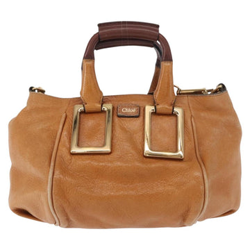 Chloe Etel Hand Bag Leather 2way Brown Gold Auth ka671 - 0