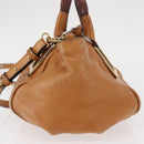 Chloe Etel Hand Bag Leather 2way Brown Gold Auth ka671-4