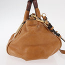 Chloe Etel Hand Bag Leather 2way Brown Gold Auth ka671-5