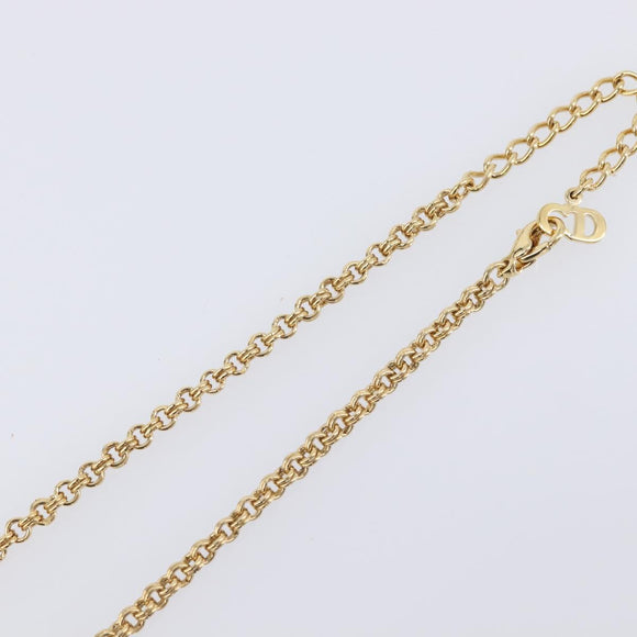 Christian Dior Necklace Metal Gold Tone Auth ka6712