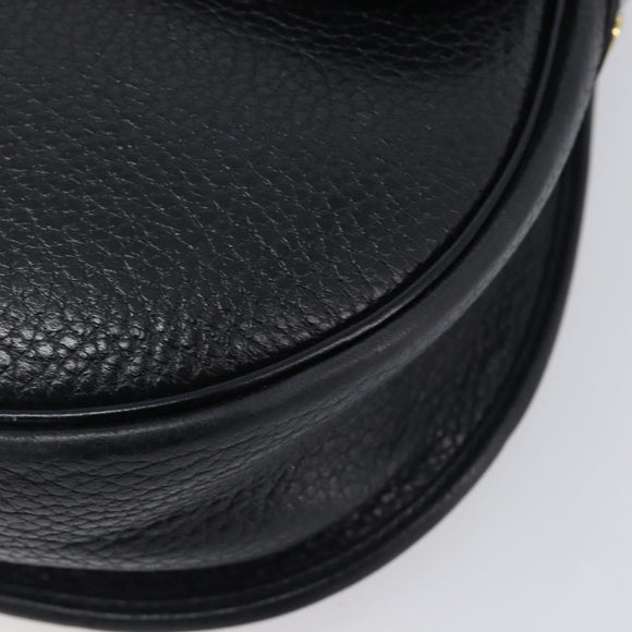 Christian Dior Shoulder Bag Leather Black Gold Tone Auth ka6720