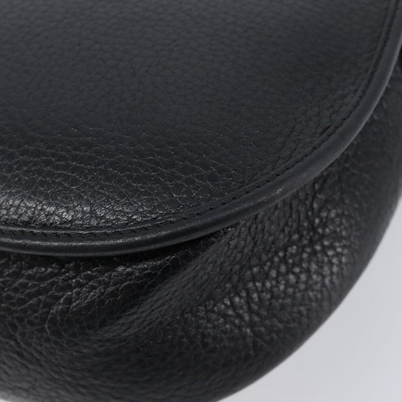 Christian Dior Shoulder Bag Leather Black Gold Tone Auth ka6720