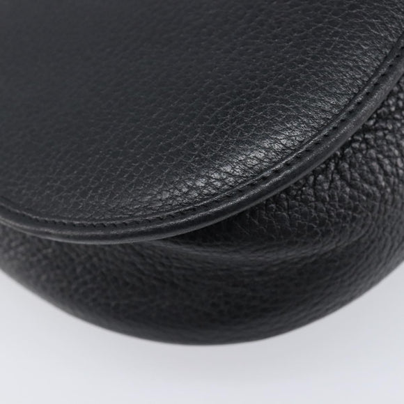 Christian Dior Shoulder Bag Leather Black Gold Tone Auth ka6720