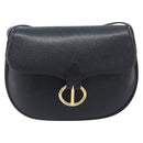 Christian Dior Shoulder Bag Leather Black Gold Tone Auth ka6720-2
