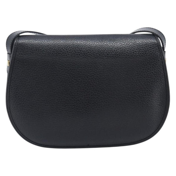 Christian Dior Shoulder Bag Leather Black Gold Tone Auth ka6720