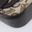 CELINE C Saluki Shoulder Bag Canvas Beige Gold Tone Auth ka6722-12