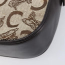CELINE C Saluki Shoulder Bag Canvas Beige Gold Tone Auth ka6722-13