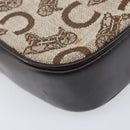 CELINE C Saluki Shoulder Bag Canvas Beige Gold Tone Auth ka6722-14