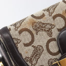 CELINE C Saluki Shoulder Bag Canvas Beige Gold Tone Auth ka6722-15