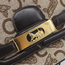 CELINE C Saluki Shoulder Bag Canvas Beige Gold Tone Auth ka6722-16