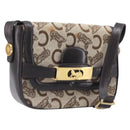 CELINE C Saluki Shoulder Bag Canvas Beige Gold Tone Auth ka6722-1