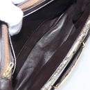 CELINE C Saluki Shoulder Bag Canvas Beige Gold Tone Auth ka6722-21