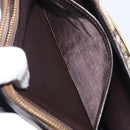 CELINE C Saluki Shoulder Bag Canvas Beige Gold Tone Auth ka6722-26