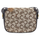CELINE C Saluki Shoulder Bag Canvas Beige Gold Tone Auth ka6722-3