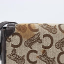 CELINE C Saluki Shoulder Bag Canvas Beige Gold Tone Auth ka6722-4