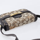 CELINE C Saluki Shoulder Bag Canvas Beige Gold Tone Auth ka6722-7