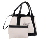 Balenciaga Navy Cabas S Tote Bag Canvas White Black 339933 Auth ka6724A-1