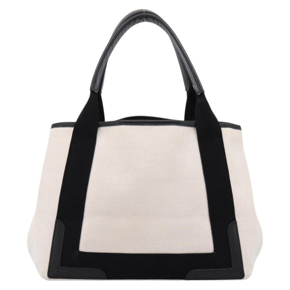 Balenciaga Navy Cabas S Tote Bag Canvas White Black 339933 Auth ka6724A