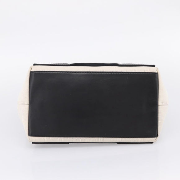 Balenciaga Navy Cabas S Tote Bag Canvas White Black 339933 Auth ka6724A