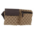 GUCCI GG Canvas Waist Bag Beige Silver 28566 Auth ka673-1