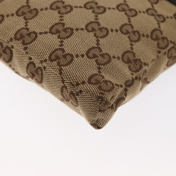 GUCCI GG Canvas Waist Bag Beige Silver 28566 Auth ka673