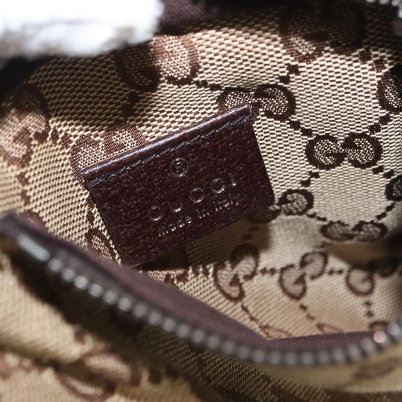 GUCCI GG Canvas Waist Bag Beige Silver 28566 Auth ka673