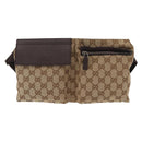 GUCCI GG Canvas Waist Bag Beige Silver 28566 Auth ka673-2