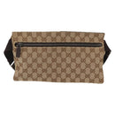 GUCCI GG Canvas Waist Bag Beige Silver 28566 Auth ka673-3