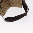 GUCCI GG Canvas Waist Bag Beige Silver 28566 Auth ka673-7