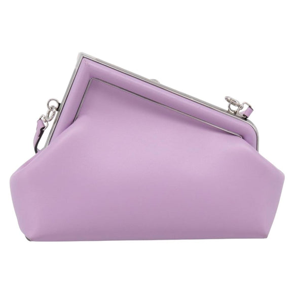 FENDI First Small Bag Shoulder Bag Leather Purple Silver 8BP129 Auth ka6730M