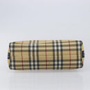 BURBERRY Nova Check Hand Bag PVC Leather Beige Silver Auth ka6732A-6