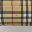 BURBERRY Nova Check Hand Bag PVC Leather Beige Silver Auth ka6732A-11