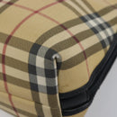 BURBERRY Nova Check Hand Bag PVC Leather Beige Silver Auth ka6732A-15