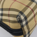 BURBERRY Nova Check Hand Bag PVC Leather Beige Silver Auth ka6732A-16