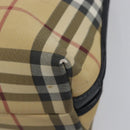 BURBERRY Nova Check Hand Bag PVC Leather Beige Silver Auth ka6732A-14