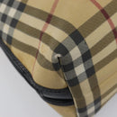 BURBERRY Nova Check Hand Bag PVC Leather Beige Silver Auth ka6732A-10