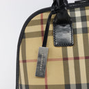 BURBERRY Nova Check Hand Bag PVC Leather Beige Silver Auth ka6732A-18