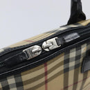 BURBERRY Nova Check Hand Bag PVC Leather Beige Silver Auth ka6732A-18
