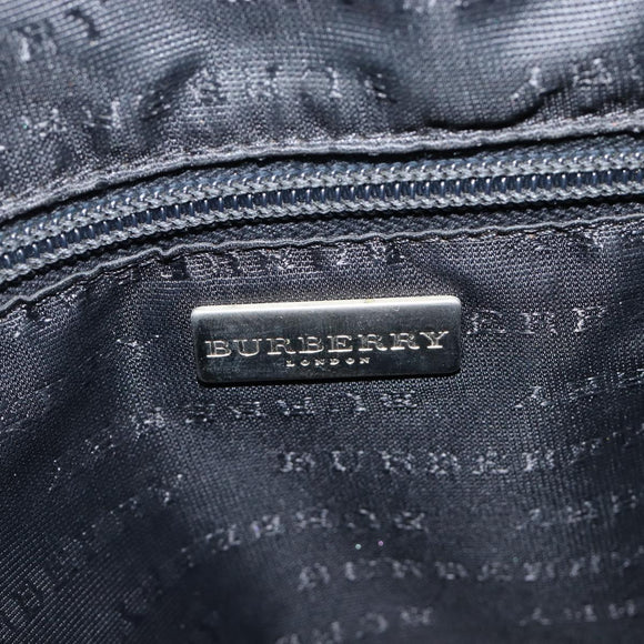BURBERRY Nova Check Hand Bag PVC Leather Beige Silver Auth ka6732A